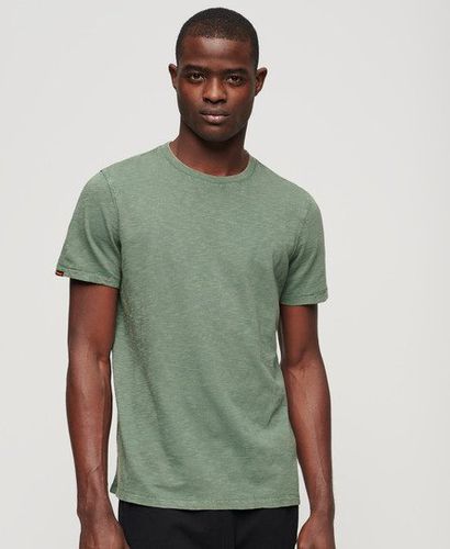 Men's Crew Neck Slub Short Sleeved T-shirt Green / Drius Green - Size: L - Superdry - Modalova