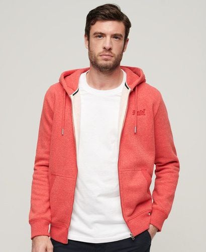 Men's Essential Logo Zip Hoodie Red / Hibiscus Red Marl - Size: Xxxl - Superdry - Modalova