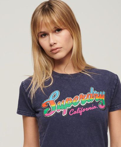 Damen Figurbetontes T-Shirt mit Cali-Sticker und Logo-Druck, Größe: 40 - Superdry - Modalova