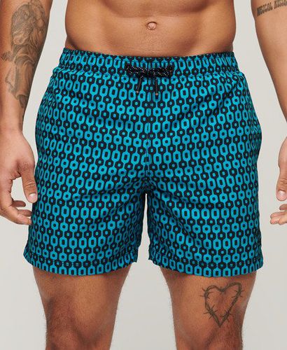 Men's Printed 15-inch Recycled Swim Shorts Blue / Navy Geo Print - Size: S - Superdry - Modalova