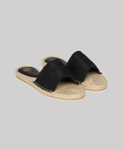 Women's Canvas Espadrille Overlay Sliders Black - Size: 5 - Superdry - Modalova