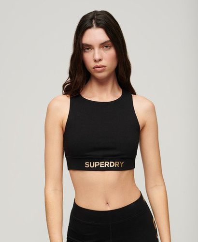 Women's Sportswear Logo Bra Top Black / Black/Bronze - Size: 10 - Superdry - Modalova