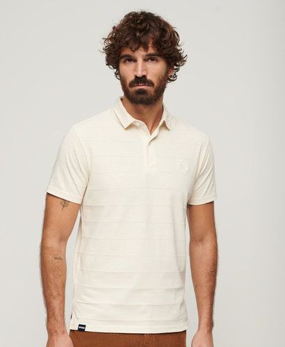 Men's Textured Jersey Polo Beige / White Sand - Size: S - Superdry - Modalova