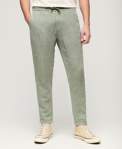 Men's Drawstring Linen Trousers Green / Optic/khaki Green - Size: XL - Superdry - Modalova