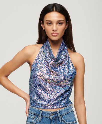 Women's Cowl Neck Halter Sequin Top Multiple Colours / Multi Deco Sequin - Size: 16 - Superdry - Modalova