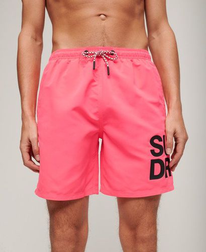 Men's Sportswear Logo 17-inch Recycled Swim Shorts / Shocking - Size: XL - Superdry - Modalova