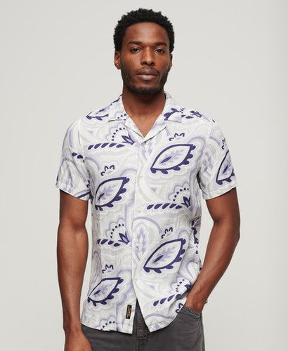 Men's Open Collar Printed Linen Shirt / Laurel Print - Size: L - Superdry - Modalova