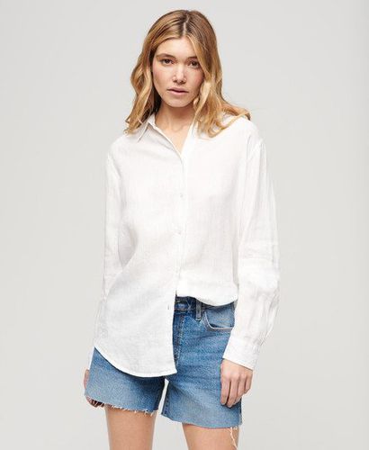 Women's Casual Linen Boyfriend Shirt White / Optic - Size: 8 - Superdry - Modalova