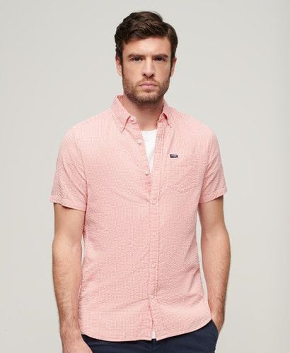 Men's Seersucker Short Sleeve Shirt Pink / Pink Gingham - Size: M - Superdry - Modalova