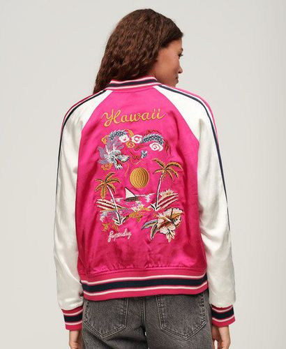 Women's Suikajan Embroidered Bomber Jacket Pink / Bright Pink - Size: 10 - Superdry - Modalova