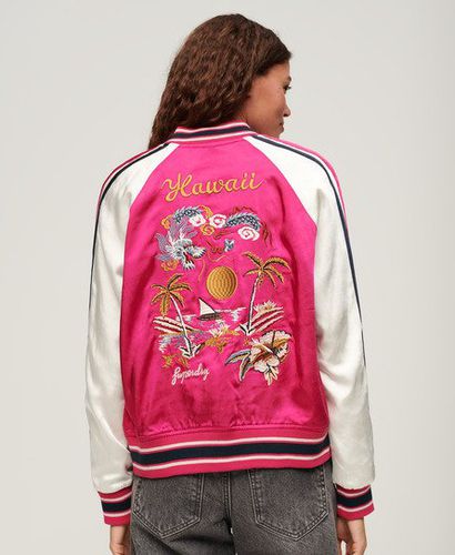 Women's Suikajan Embroidered Bomber Jacket Pink / Bright Pink - Size: 12 - Superdry - Modalova