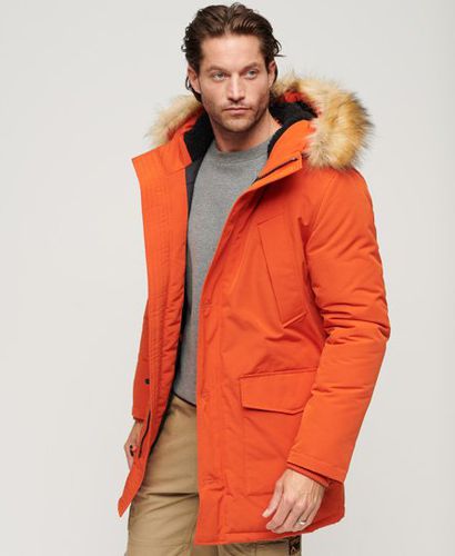 Men's Everest Faux Fur Hooded Parka Coat Orange / Pureed Pumpkin Orange - Size: M - Superdry - Modalova