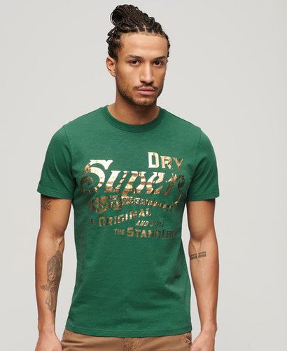 Men's Metallic Workwear Graphic T-Shirt Green / Pine Green Slub - Size: L - Superdry - Modalova