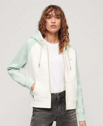 Women's Essential Baseball Zip Hoodie Green / Surf Spray Green/ Off White - Size: 10 - Superdry - Modalova