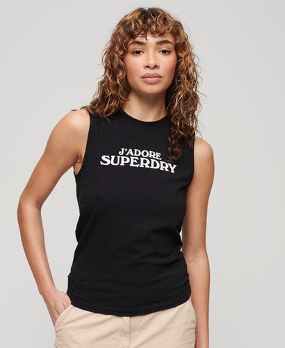Ladies Slim Fit Logo Print Sport Luxe Graphic Fitted Tank Top, Black, Size: 10 - Superdry - Modalova