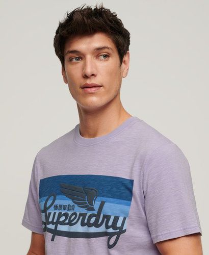Men's Cali Striped Logo T-Shirt / Light Lavender Slub - Size: M - Superdry - Modalova