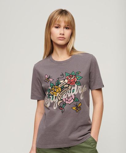 Women's T-Shirt mit Tattoo-Schriftzug und Grafik - Größe: 40 - Superdry - Modalova