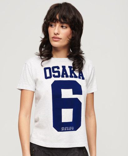 Women's Osaka 6 Flock Print 90s Tee / Ice Marl - Size: 8 - Superdry - Modalova