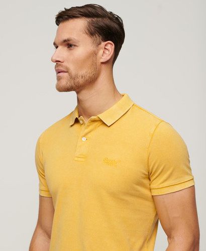Mens Classic Embroidered Logo Destroyed Polo Shirt, Yellow, Size: L - Superdry - Modalova