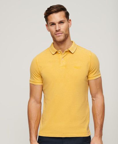 Mens Classic Embroidered Logo Destroyed Polo Shirt, Yellow, Size: S - Superdry - Modalova