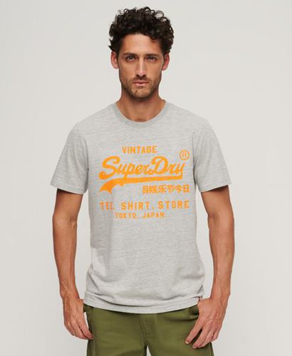 Men's Neon Vintage Logo T-Shirt Grey / Athletic Grey Marl - Size: M - Superdry - Modalova
