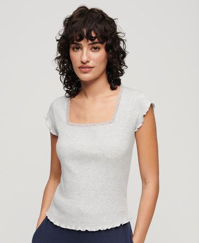 Damen Essential T-Shirt mit Eckigem Ausschnitt - Größe: 10-12 - Superdry - Modalova