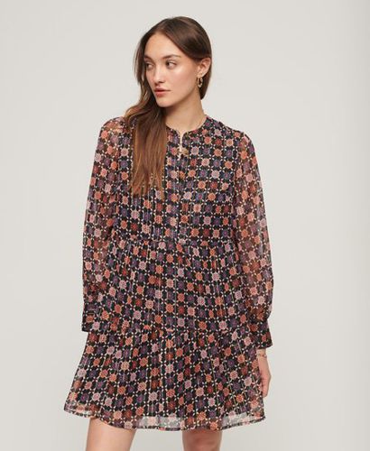 Women's Long Sleeve Tiered Mini Dress / Geo Floral Print - Size: 10 - Superdry - Modalova