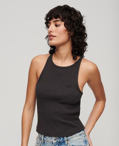 Ladies Slim Fit Embroidered Logo Essential Racer Vest Top, Black, Size: 10-12 - Superdry - Modalova