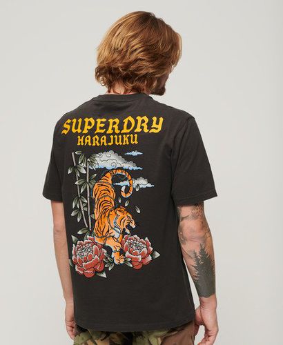 Men's Tattoo Graphic Loose Fit T-Shirt / Vintage Black - Size: L - Superdry - Modalova