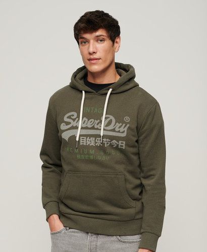 Mens Classic Vintage Logo Heritage Hoodie, Green, Size: L - Superdry - Modalova