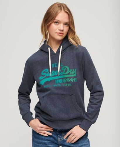 Women's Tonal Vintage Logo Graphic Hoodie Blue / Indigo Marl - Size: 10 - Superdry - Modalova