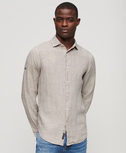 Men's Casual Linen Long Sleeve Shirt Dark Grey / Ash Grey - Size: Xxxl - Superdry - Modalova