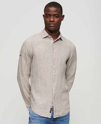 Men's Men's Classic Casual Linen Long Sleeve Shirt, Dark Grey, Size: XL - Superdry - Modalova