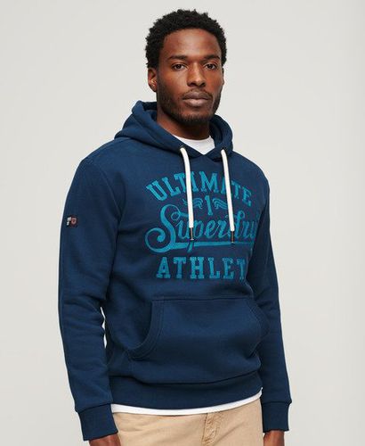 Men's Athletic Script Embroidered Graphic Hoodie Blue / Blue Bottle - Size: L - Superdry - Modalova