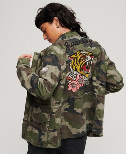 Women's Embroidered M65 Military Jacket / French Camo - Size: 16 - Superdry - Modalova