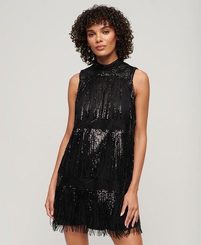 Women's Women's Classic Sequin Embellished Fringe A Line Mini Dress, Black, Size: 12 - Superdry - Modalova