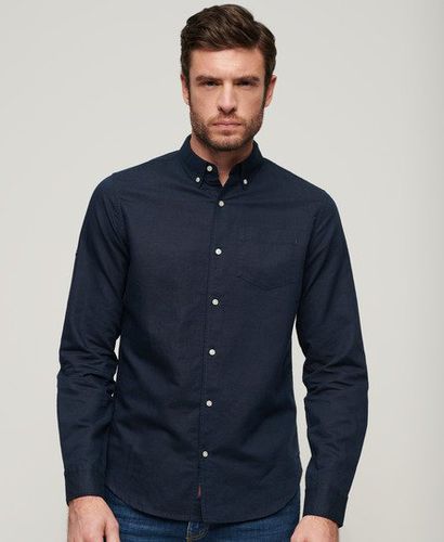Men's Organic Cotton Studios Linen Button Down Shirt Navy / Eclipse Navy - Size: S - Superdry - Modalova