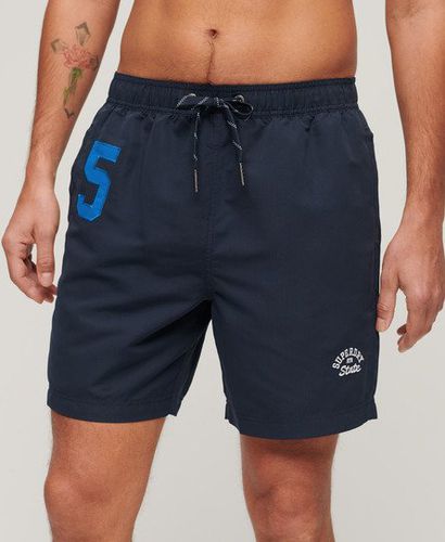 Mens Classic Embroidered Recycled Polo 17-Inch Swim Shorts, Navy Blue, Size: L - Superdry - Modalova
