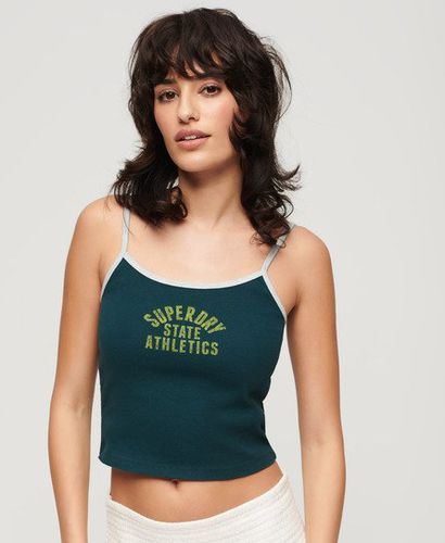 Women's Athletic Essentials Crop Cami Top Green / Dark Pine Green - Size: 12 - Superdry - Modalova