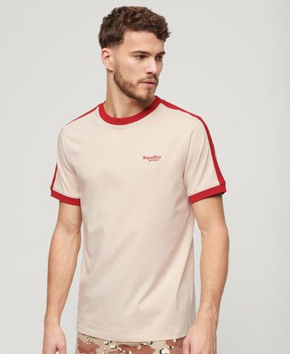 Men's Essential Logo Retro T-Shirt Beige / Oatmeal/Chilli Pepper Red - Size: XL - Superdry - Modalova