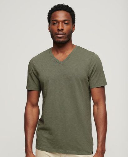 Men's V-Neck Slub Short Sleeve T-Shirt Green / Sea Spray Green - Size: M - Superdry - Modalova