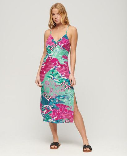 Women's Printed Midi Slip Cami Dress / Magenta Stork Cloud - Size: 6 - Superdry - Modalova