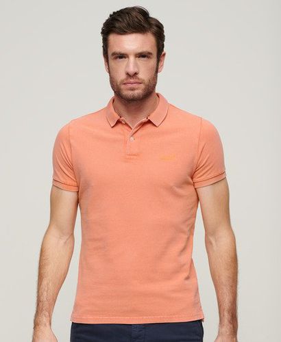 Men's Destroyed Polo Shirt Orange / Sunburst Coral - Size: L - Superdry - Modalova