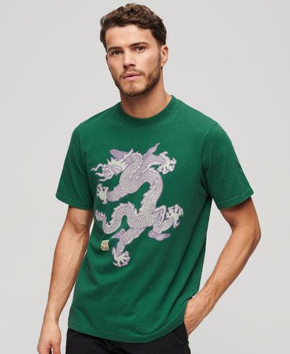 Superdry TRAVEL SOUVENIR - Print T-shirt - thyme green marl/green 