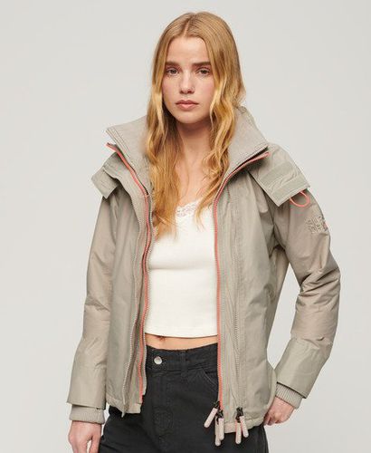 Women's Pop Zip Hooded Arctic SD-Windcheater Jacket Grey / Willow Grey Grid - Size: 8 - Superdry - Modalova