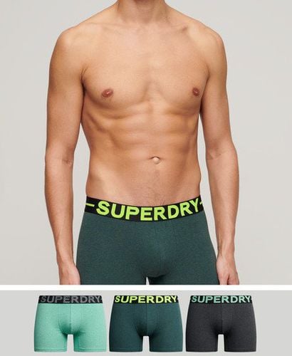 Men's Organic Cotton Boxer Triple Pack Black/Green / Raven Black Marl/Buck Green Marl/Fresh Green Marl - Size: S - Superdry - Modalova