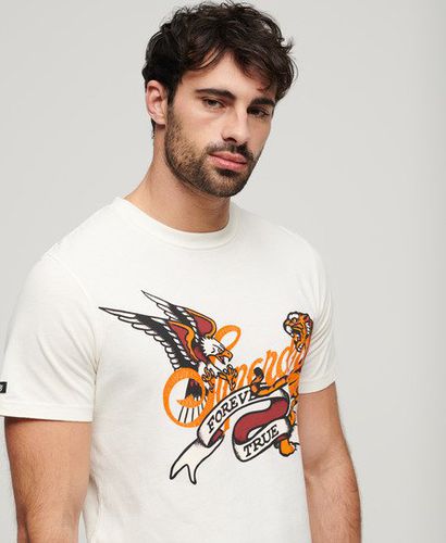 Herren T-Shirt mit Tattoo-Schriftzug - Größe: L - Superdry - Modalova