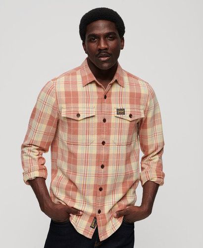 Men's Mens Classic Checked Organic Cotton Worker Check Shirt, Pink, Size: M - Superdry - Modalova