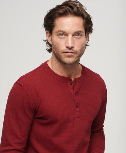 Men's Waffle Long Sleeve Henley Top Red / Stanton Red - Size: M - Superdry - Modalova