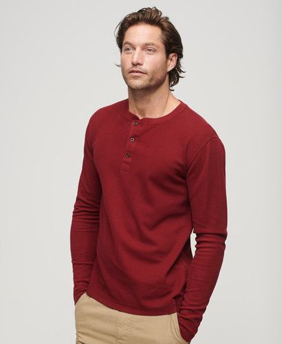 Men's Waffle Long Sleeve Henley Top Red / Stanton Red - Size: XL - Superdry - Modalova